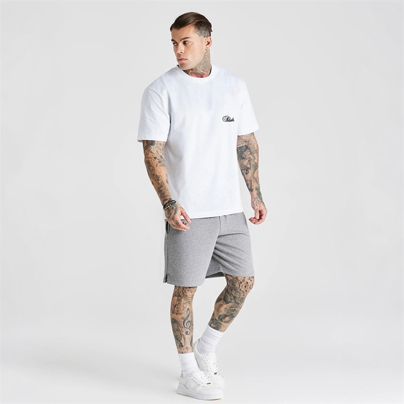 SikSilk Mens Essentials Shorts Grey Marl - Image 4
