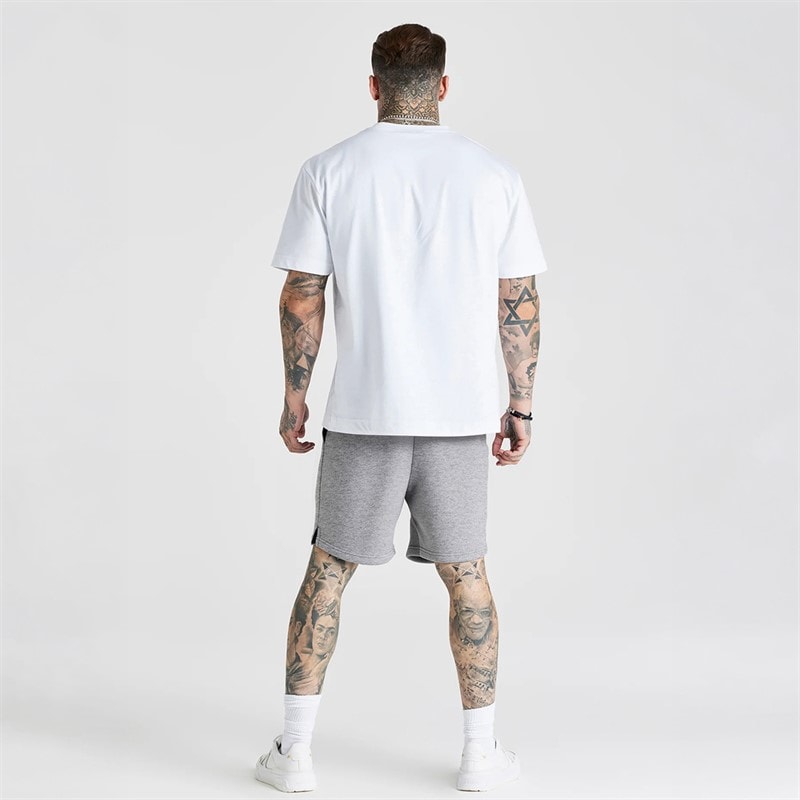 SikSilk Mens Essentials Shorts Grey Marl - Image 5
