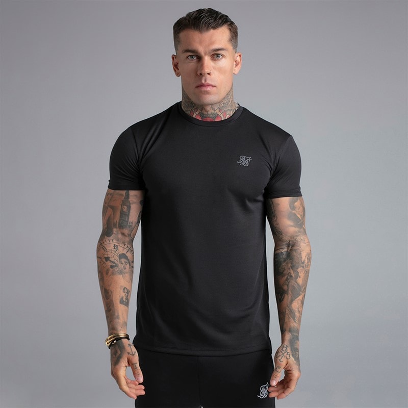 SikSilk Mens Two Pack Muscle Fit T-Shirts Black