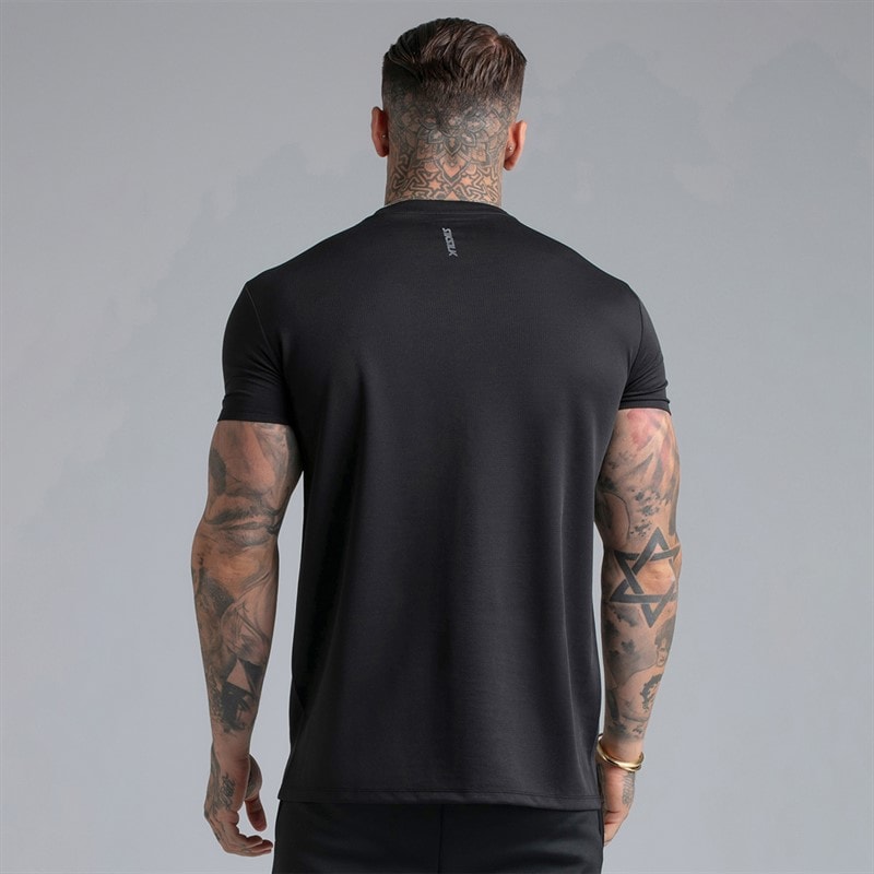 SikSilk Mens Two Pack Muscle Fit T-Shirts Black - Image 2