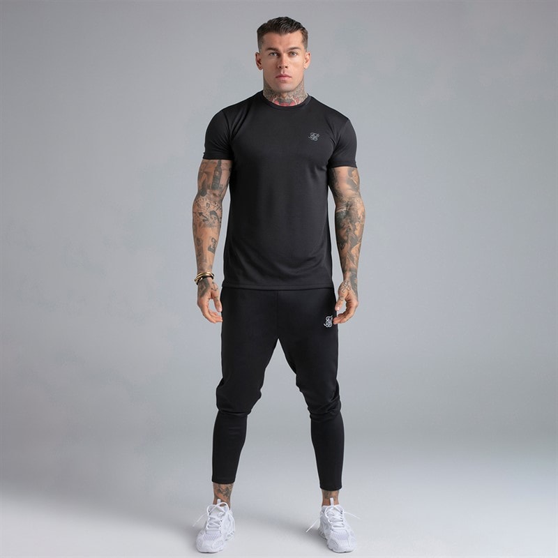 SikSilk Mens Two Pack Muscle Fit T-Shirts Black - Image 4