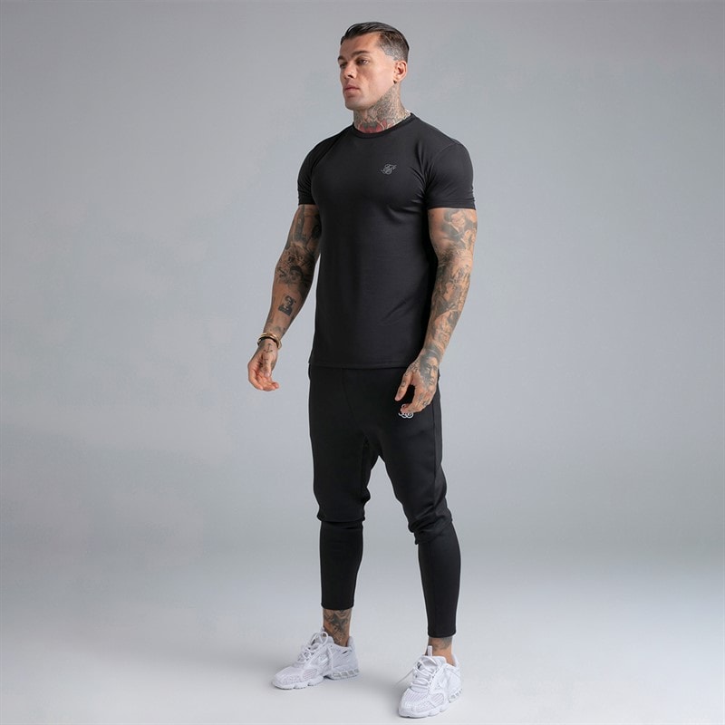 SikSilk Mens Two Pack Muscle Fit T-Shirts Black - Image 5