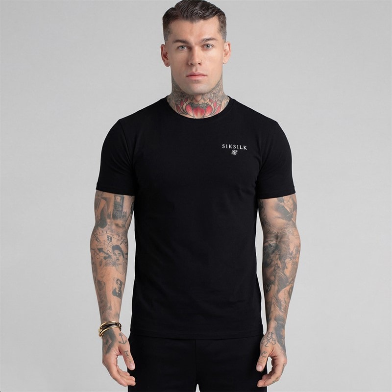 SikSilk Mens T-Shirt And Shorts Set Black - Image 3