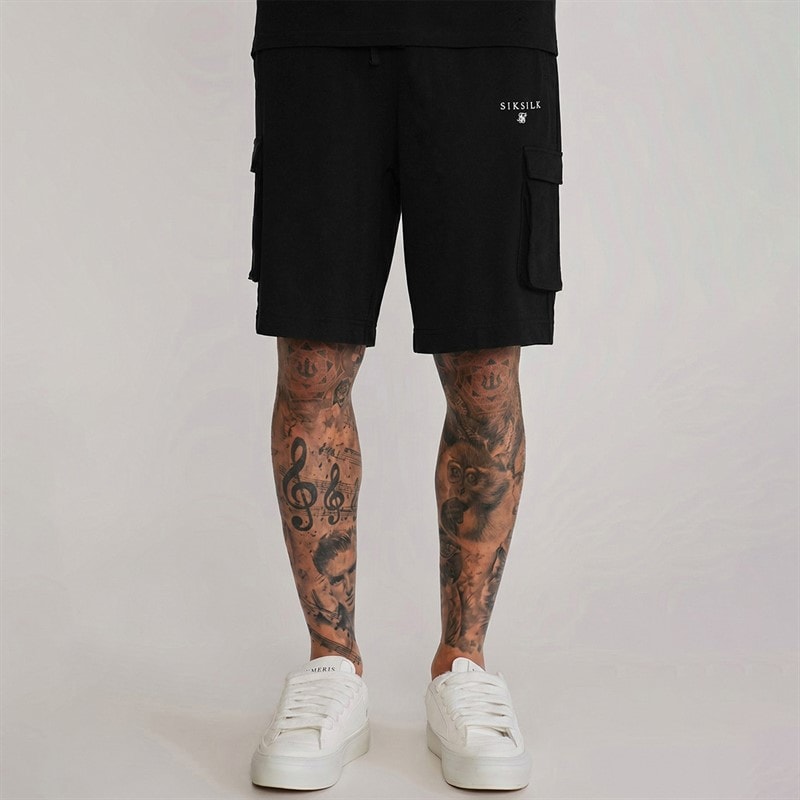 SikSilk Mens T-Shirt And Shorts Set Black - Image 4