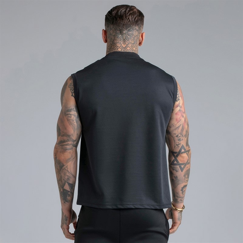 SikSilk Mens Sleeveless T-Shirt Black - Image 2