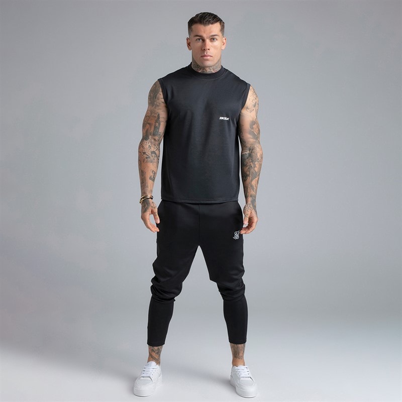 SikSilk Mens Sleeveless T-Shirt Black - Image 4