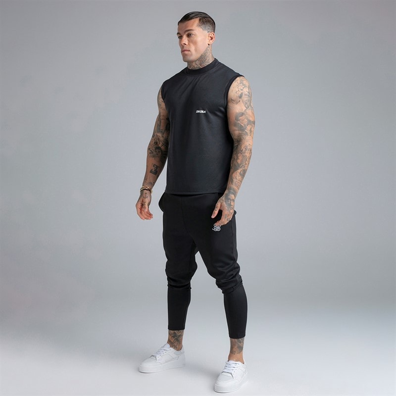 SikSilk Mens Sleeveless T-Shirt Black - Image 5