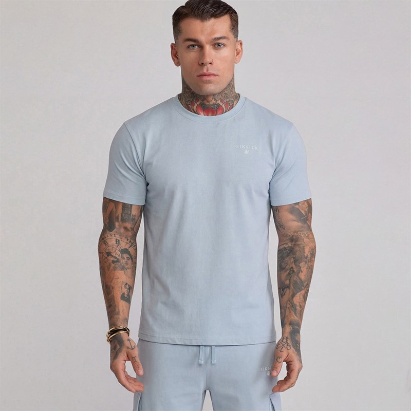 SikSilk Mens T-Shirt And Shorts Set Blue - Image 3