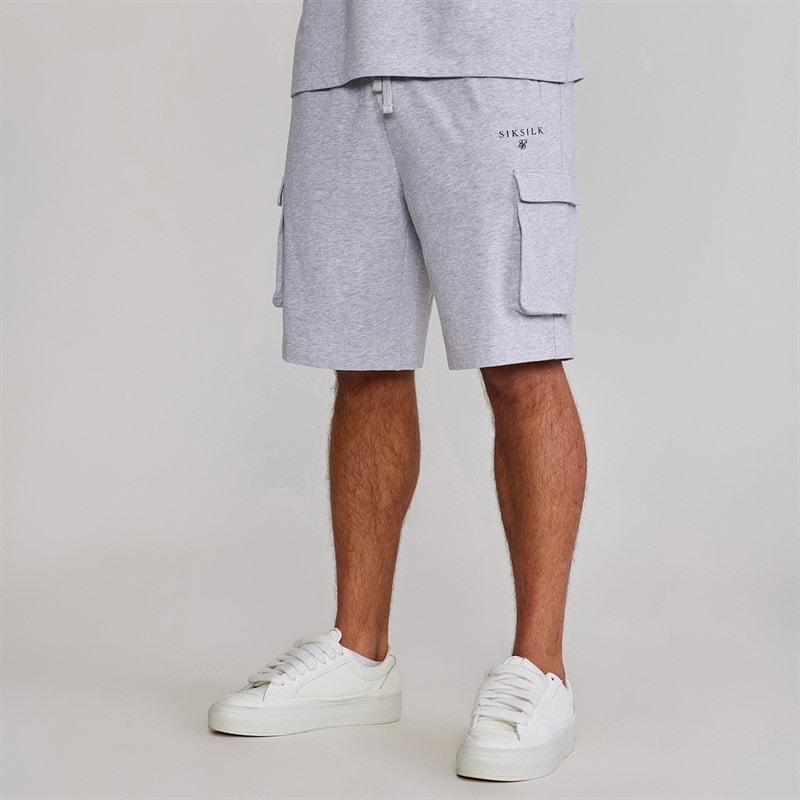 SikSilk Mens T-Shirt And Shorts Set Grey Marl - Image 4