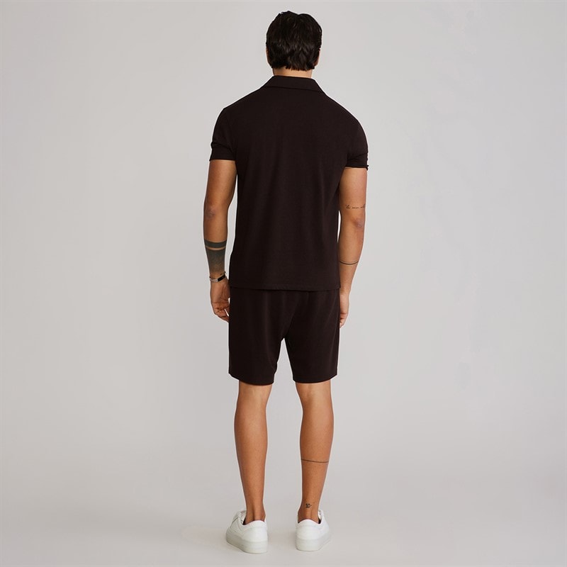 SikSilk Mens Polo Shirt And Shorts Set Brown - Image 2