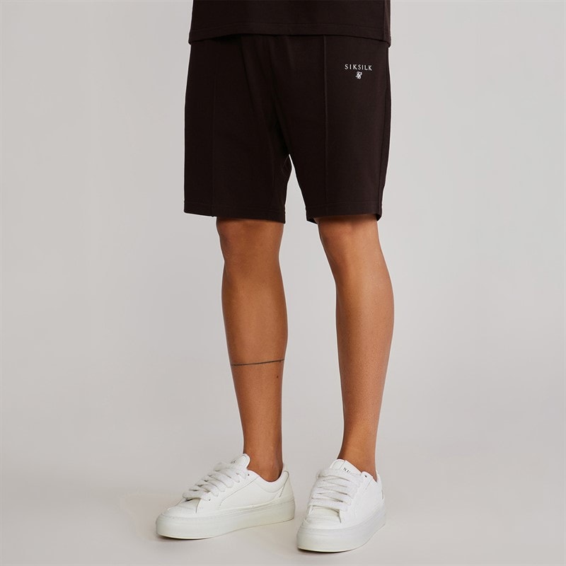SikSilk Mens Polo Shirt And Shorts Set Brown - Image 4
