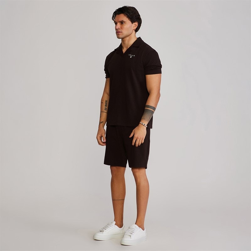 SikSilk Mens Polo Shirt And Shorts Set Brown - Image 5