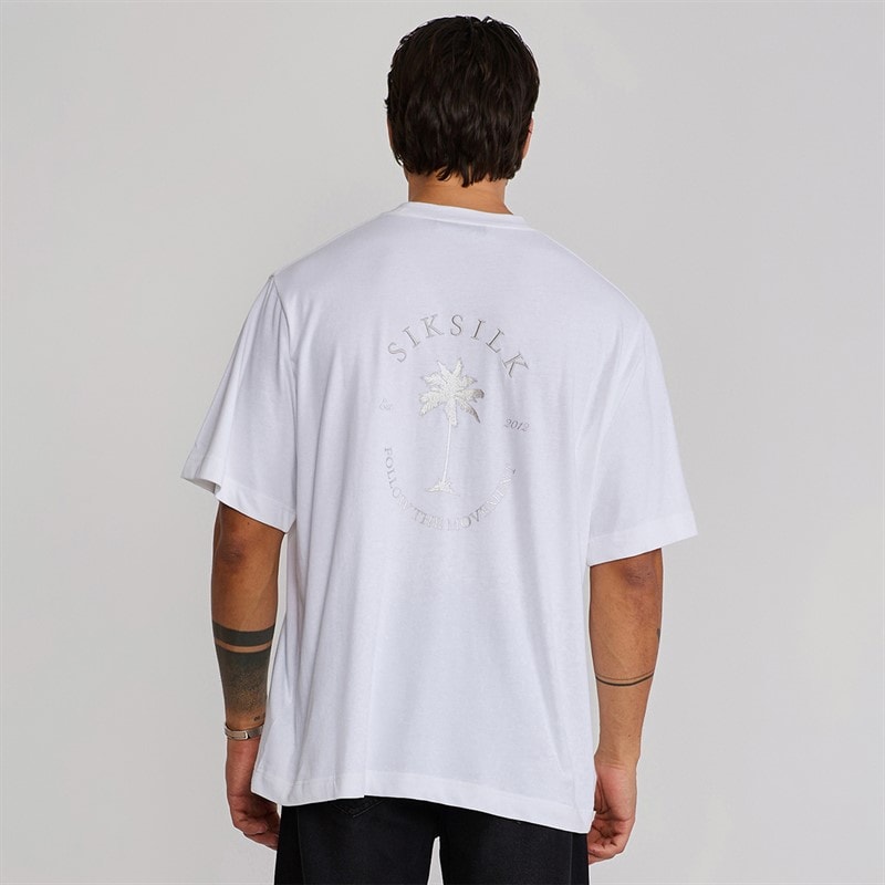 SikSilk Mens Graphic T-Shirt White - Image 1