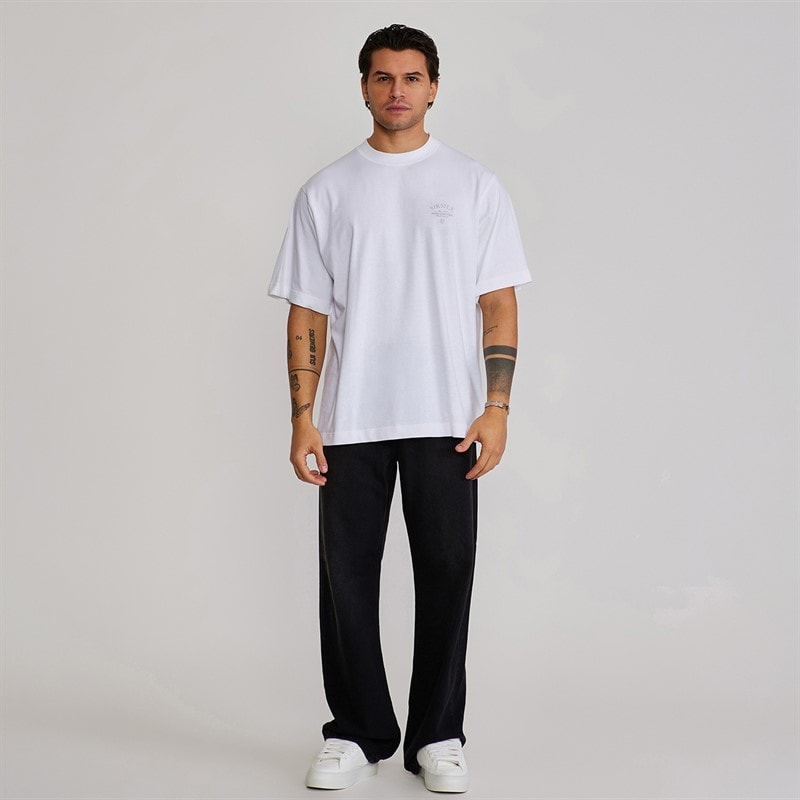 SikSilk Mens Graphic T-Shirt White - Image 4
