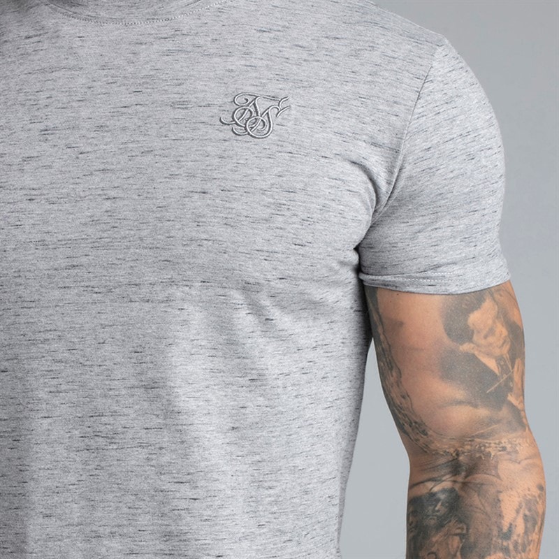 SikSilk Mens T-Shirt Grey Marl - Image 3