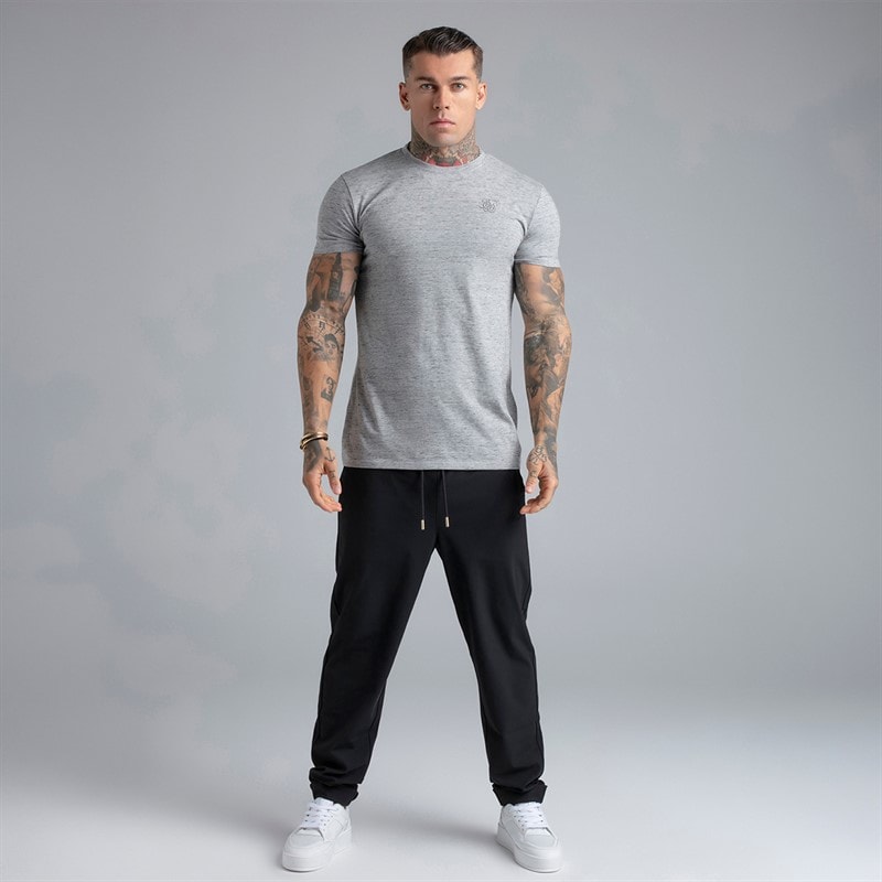 SikSilk Mens T-Shirt Grey Marl - Image 4