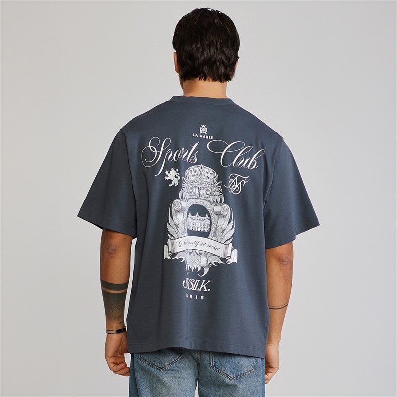 SikSilk Mens Graphic T-Shirt Grey - Image 1