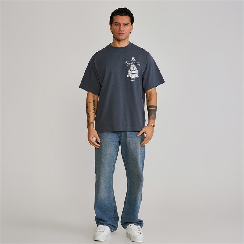 SikSilk Mens Graphic T-Shirt Grey - Image 4