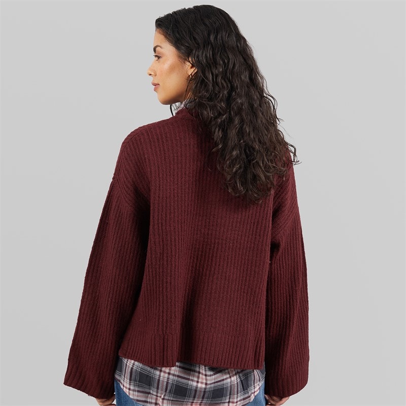 JJXX Womens Sigga Crew Neck Knitted Jumper Cabernet - Image 2