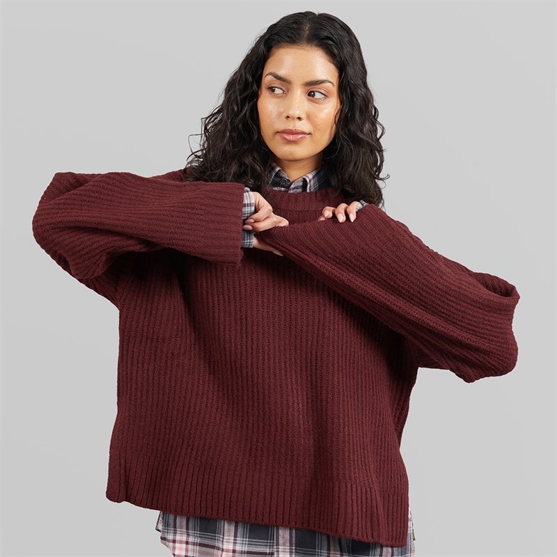 JJXX Womens Sigga Crew Neck Knitted Jumper Cabernet - Image 3