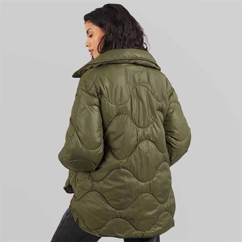 JJXX Womens Stella Shiny Quilted Coat Grape Leaf - Image 2