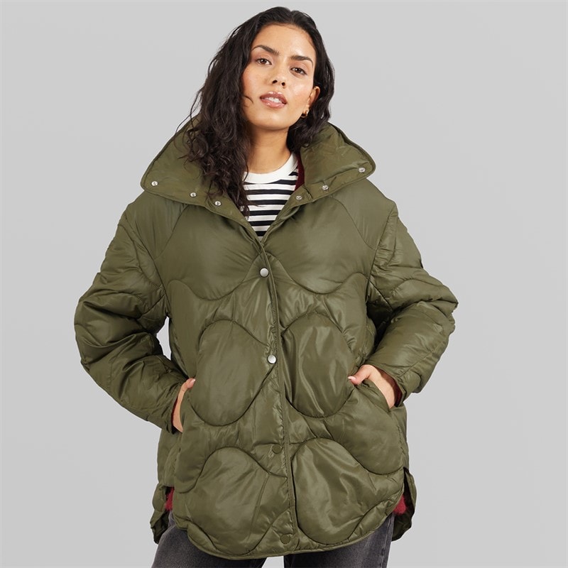JJXX Womens Stella Shiny Quilted Coat Grape Leaf - Image 3