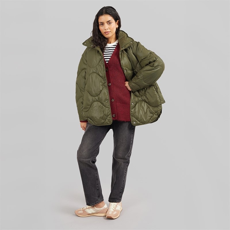 JJXX Womens Stella Shiny Quilted Coat Grape Leaf - Image 4