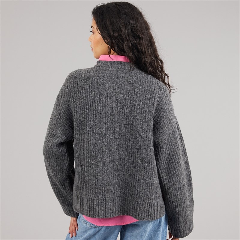 JJXX Womens Sigga Crew Neck Knit Jumper Dark Grey Melange - Image 2