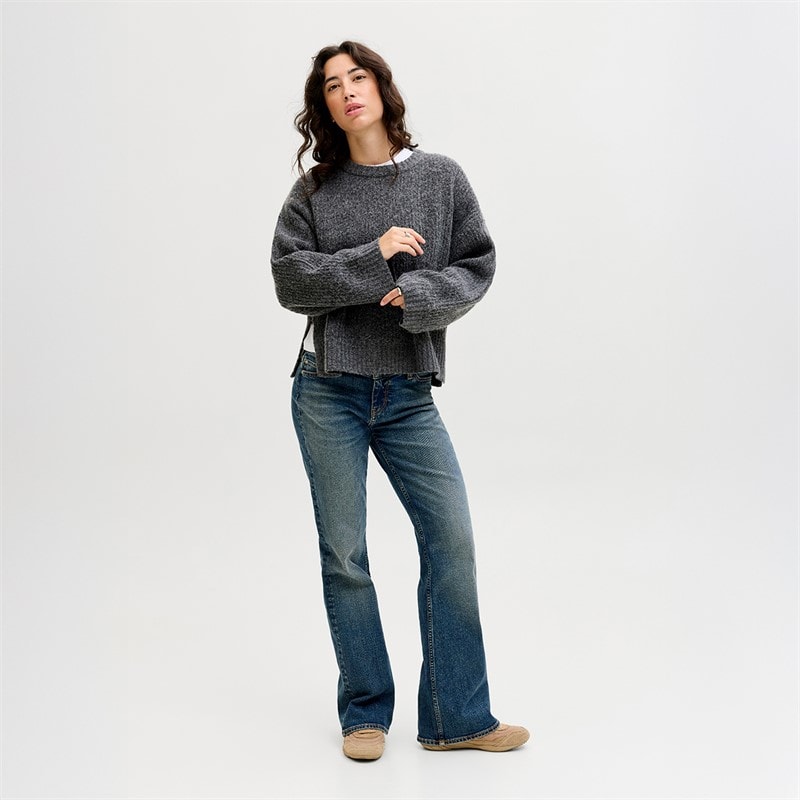 JJXX Womens Sigga Crew Neck Knit Jumper Dark Grey Melange - Image 3