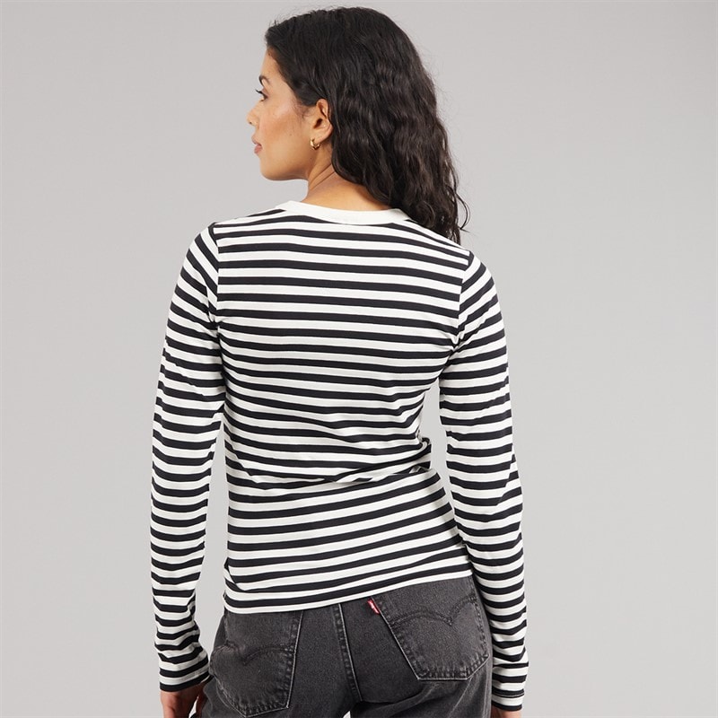 JJXX Womens Celine Gigi Long Sleeve T-Shirt Blackstripes Vanilla Ice Blackstripes:Vanilla Ice - Image 2