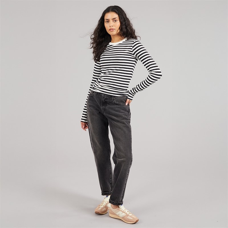 JJXX Womens Celine Gigi Long Sleeve T-Shirt Blackstripes Vanilla Ice Blackstripes:Vanilla Ice - Image 4