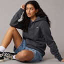 JJXX Womens Abbie Hoodie Dark Grey Melangeprint/White JJXX Logo Dark Grey Melangeprint:White Jjxx Logo