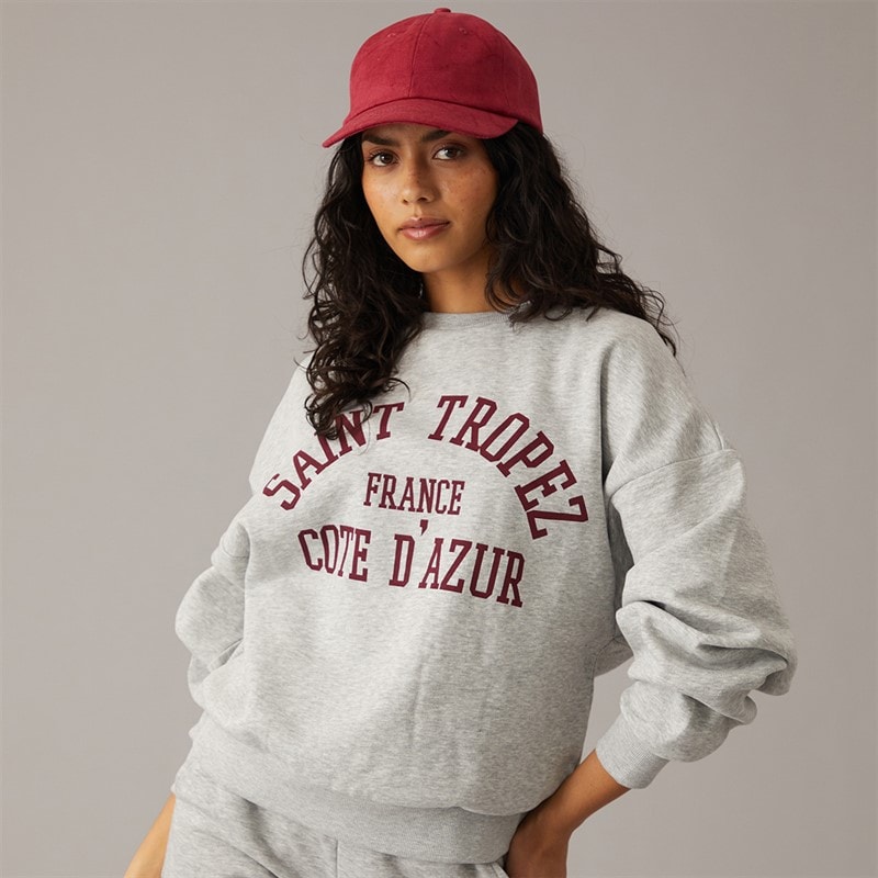 JJXX Womens Merle Crew Sweatshirt Light Grey Melange Print Saint Tropez - Image 1