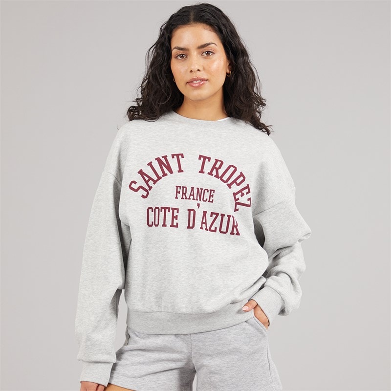 JJXX Womens Merle Crew Sweatshirt Light Grey Melange Print Saint Tropez - Image 3