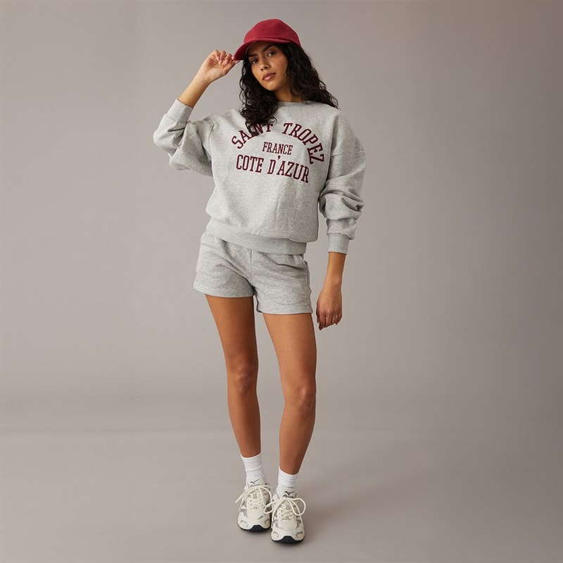 JJXX Womens Merle Crew Sweatshirt Light Grey Melange Print Saint Tropez - Image 4