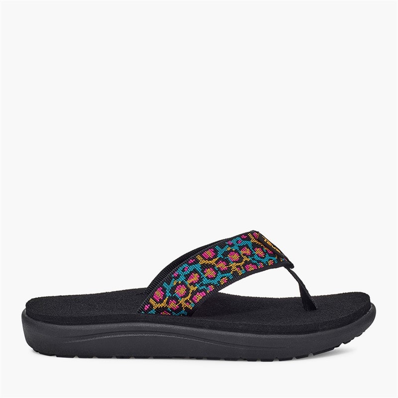 Teva Junior Girls Voya Flip Sandals Dorinda Black Multi - Image 1