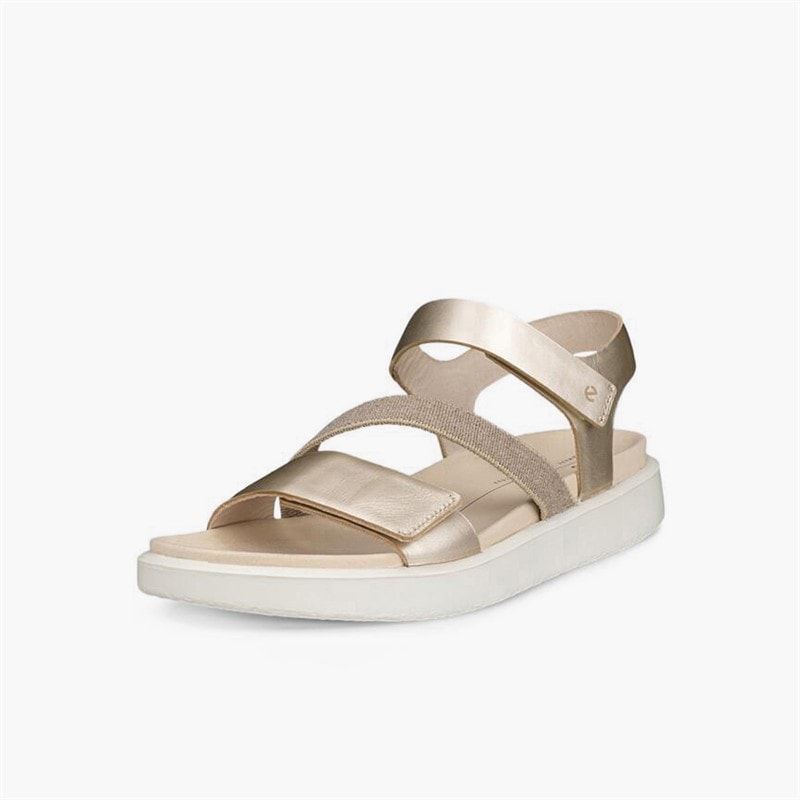 ECCO Womens Flowt Nubuck Wedge Sandals Pure White Gold - Image 2