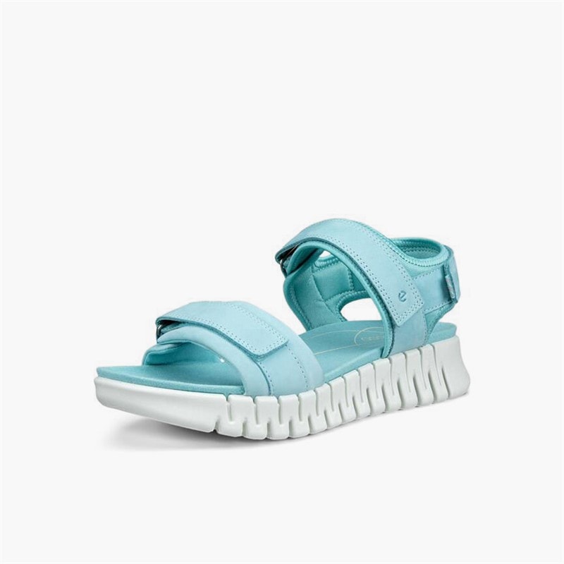 ECCO Womens Gruuv Sol Nubuck Ankle Strap Sandals Aquatic - Image 2