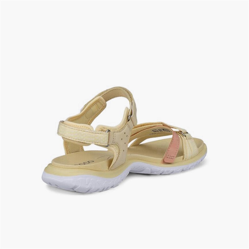 ECCO Womens Offroad Roam Nubuck Ankle Strap Sandals Straw/Bright White/Dusty Peach/Straw - Image 3
