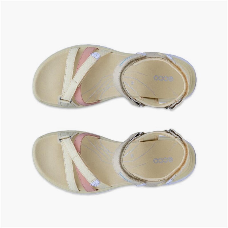 ECCO Womens Offroad Roam Nubuck Ankle Strap Sandals Straw/Bright White/Dusty Peach/Straw - Image 4