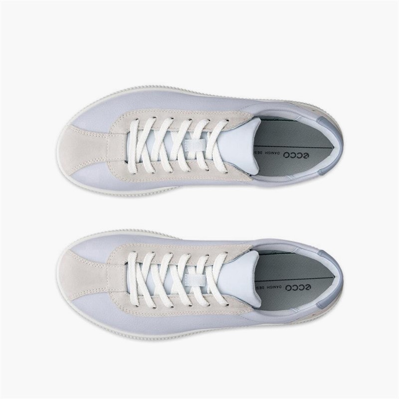 ECCO Womens Soft Zero Leather Trainers Air/Shadow White - Image 4