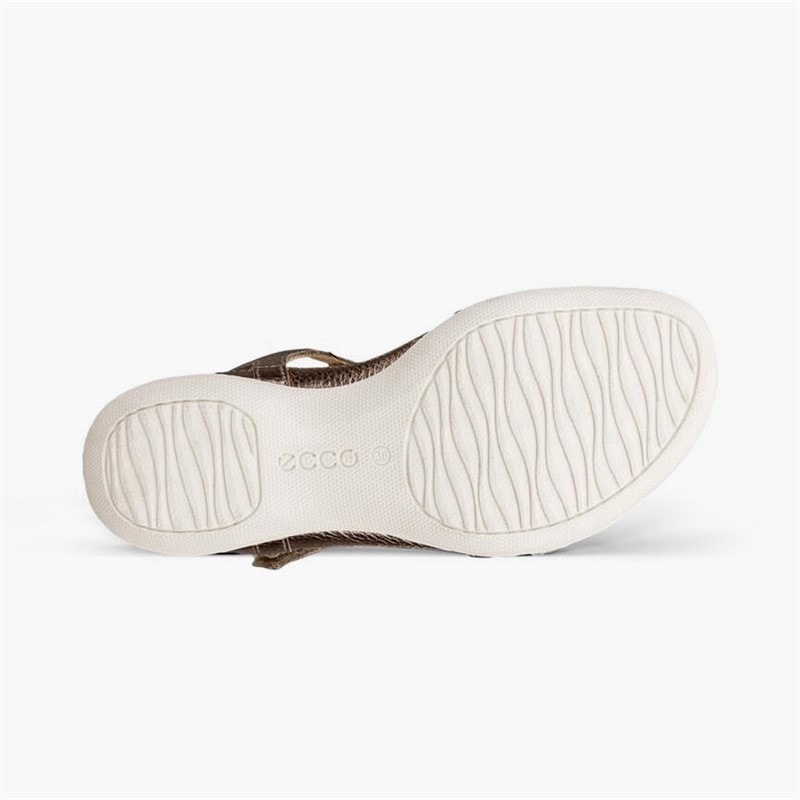 ECCO Womens Flash Leather T-Bar Strap Sandals Warm Grey Metallic/Moon Rock - Image 4