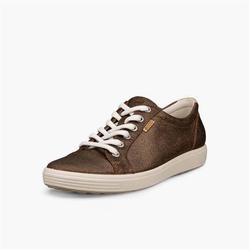 ECCO Womens Soft VII Nubuck Trainers Bronze Antique - Image 2