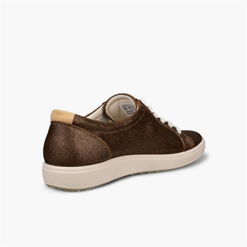 ECCO Womens Soft VII Nubuck Trainers Bronze Antique - Image 3