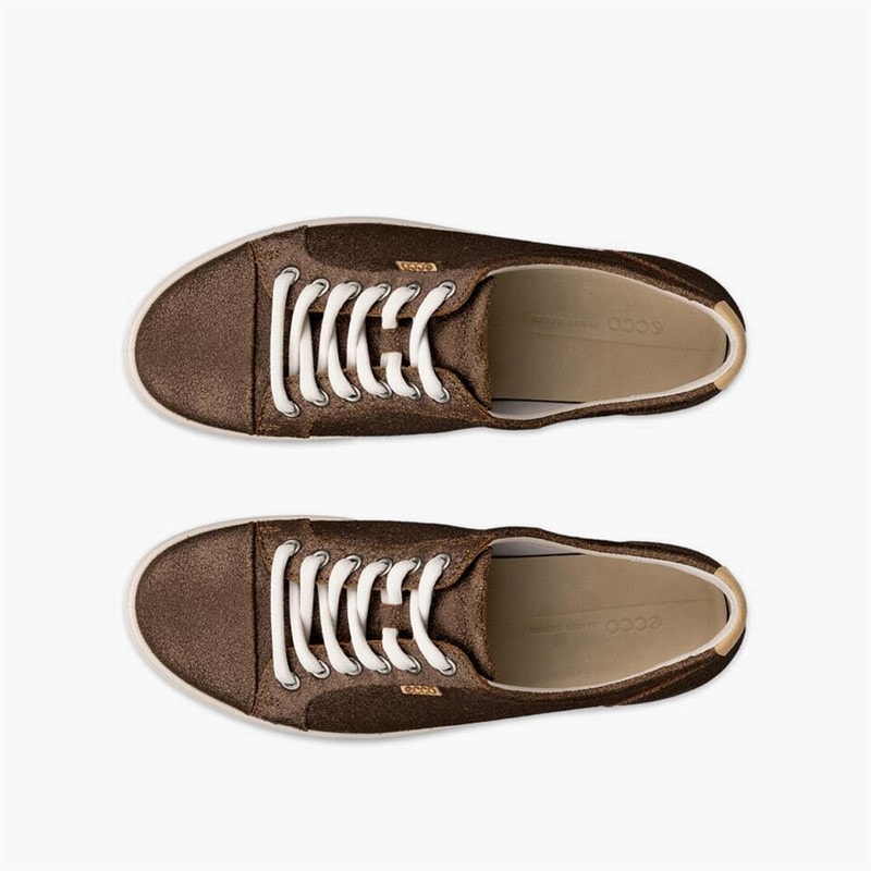 ECCO Womens Soft VII Nubuck Trainers Bronze Antique - Image 4