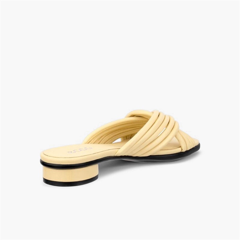ECCO Womens Sculpted Alba Leather Cross Strap Slide Sandals Straw - Image 3