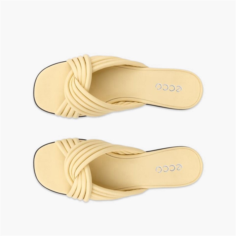 ECCO Womens Sculpted Alba Leather Cross Strap Slide Sandals Straw - Image 4