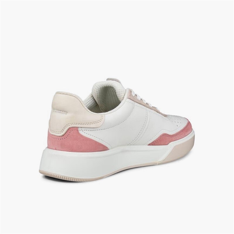 ECCO Womens Street Court Leather Trainers Old Rose/White/Rose Dust - Image 3