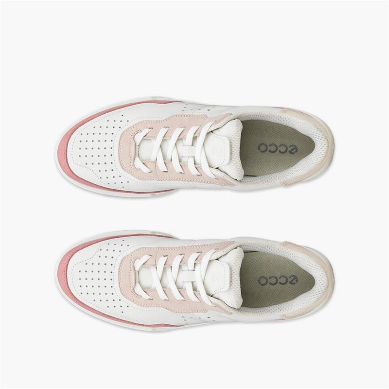 ECCO Womens Street Court Leather Trainers Old Rose/White/Rose Dust - Image 4