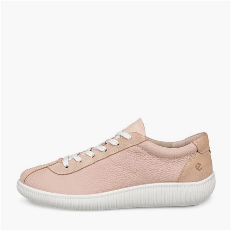ECCO Womens Soft Zero Leather Trainers Rose Dust - Image 1
